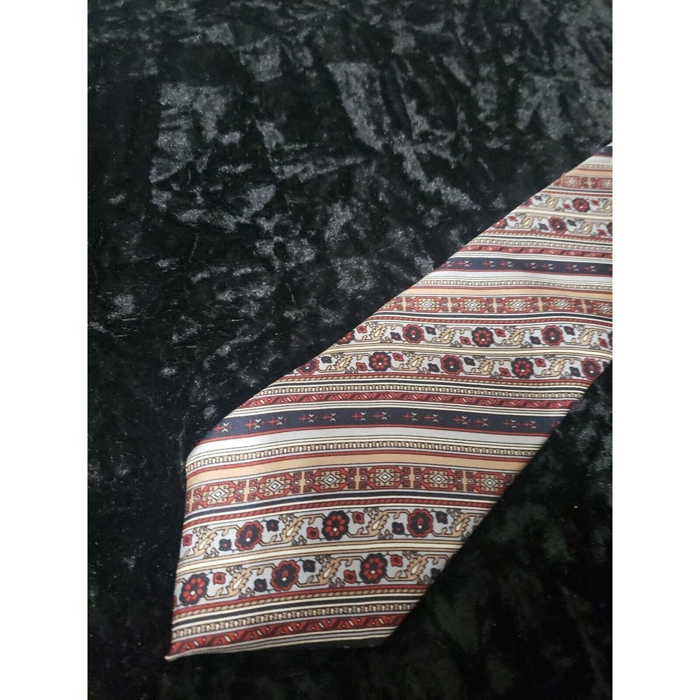 Roberto Capucci Striped Floral Neck Tie Mens Black Red Gray Career Wear